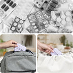 Travel Pill Organizer Box with Labels, 7 Compartments Portable Mini Pill Case, Daily Medication Organizer Storage Pill Container for Pocket Pharmacy(Purple, S)