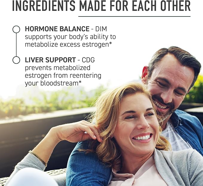 Calcium D-Glucarate with DIM Supplement for Estrogen Detox & Hormone Balance for Women & Men | Detox & Cleanse, Hormonal Acne, Menopause & CDG for Liver Support | Non-GMO, Third-Party Tested | 30ct