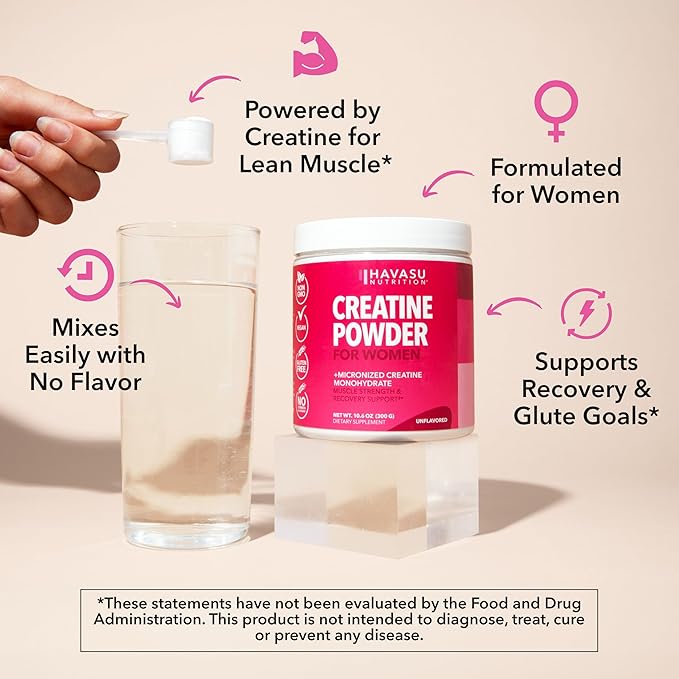 Creatine for Women - Formulated for Women - 3g Micronized Creatine Monohydrate Per Serving to Support Energy, Lean Muscle Mass, and Mental Clarity - Unflavored, Vegan, Non-GMO, 100 Servings