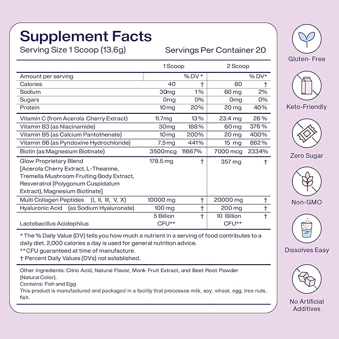 Fuel Multi Collagen Peptides Powder – 20g Hydrolyzed Collagen Types I, II, III, V & X – Hair, Skin, Nails & Joint Support – Keto & Gluten Free – French Vanilla – 20 Servings (8.67oz)