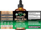 Mullein Drops for Lungs - USDA Organic Liquid - Mullein Leaf Extract Supplement - Made in USA - Lung & Bronchial Cleanse for Smokers - Respiratory Health Support - As Tincture, Tea, Pills - Pack of 2