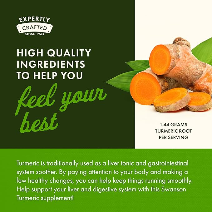 Swanson Full Spectrum Turmeric Curcumin Joint, Liver, and Digestive Support Supplement for Active Adults - Non-GMO, Gluten-Free (240 Vegan Capsules)