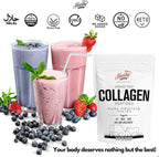 HEARTHY FOODS Collagen Powder - 18g Protein - Pure Halal Collagen Peptides Grass Fed Organic Hydrolyzed Powder | Type I and III Unflavoured Keto Friendly Gluten Free No Sugar Non GMO 16 Oz