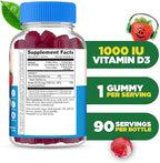 Lifeable Sugar Free Vitamin D for Kids 1000 IU – Great Tasting Natural Flavor Gummy Supplement – Gluten Free Vegetarian Chewable – for Strong and Healthy Bones, for Children, Teen, Toddler, 90 Gummies
