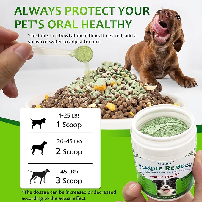 Natural Dog Dental & Supplement Powder, Plaque & Tartar Control with Glucosamine, Omega-3, Probiotics & Vitamin E for Joint, Chicken Flavour, Digestion & Fresh Breath