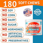 Omega 3 Fish Oil for Dogs (360Ct Peanut) - Skin&Coat Chews - Dry & Itchy Skin Relief + Allergy Support - Shiny Coat - EPA&DHA Fatty Acids - Salmon Oil Chews Promotes Heart Support