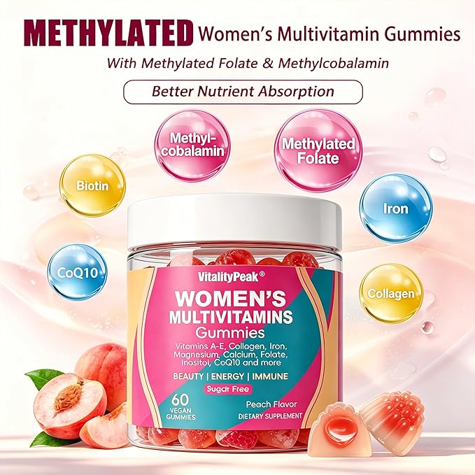 Methylated Multivitamin Gummies for Women | Women’s Multivitamin Gummies with Methylated Folate, Iron, Biotin & Inositol | Sugar Free Women’s Daily Vitamin for Energy, Immune, Hair & Skin | 120 Ct