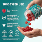 Clean Quercetin Elderberry Immune Support Gummies | Zinc Vitamin K2 D3 A Bromelain Goji Berry Turmeric Sea Moss Echinacea Astragalus Selenium Olive Leaf Immunity Supplement Gummy Vitamins