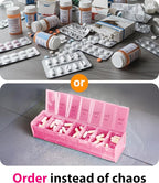 Extra Large Pill Organizer - XXL Vitamin Holder for Weekly Supplements - Double Sided Pill Box 7 Day with Big AM PM Compartments Huge Daily Medicine Dispenser 2 Times a Day Reliable and Easy-to-Use
