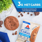 Atkins Double Chocolate Chip Protein Cookie, Protein Dessert, Rich in Fiber, 3g Net Carbs, 1g Sugar, Keto Friendly, 4 Count