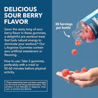 L-Arginine Gummies with L-Citrulline and Beet Root - Nitric Oxide Supplement - 90 Count - Energy, Endurance, and Recovery Support - Vegan, Non-GMO - Energizing Sour Berry Flavor, 30-Day Serving