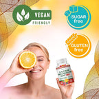 BionerLab Calcium Magnesium Zinc Gummies with Vitamin D3 & K2 - High Potency Enhanced Absorption - Orange and Berry Flavored