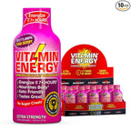 Vitamin Energy B12 11,000% Extra Strength Energy Shot Pink Berry 10 Pack, 260mg Natural Caffeine, B12 & B6, Nootropic Focus, Vitality, Zero Sugar, Gluten-Free, Vegan, Kosher, 1.93 fl oz
