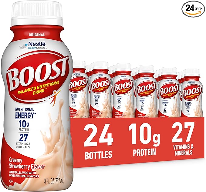 BOOST Original Ready to Drink Nutritional Drink, Creamy Strawberry, 8 fl oz (Pack of 24)