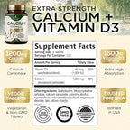 Calcium 1200 mg with Vitamin D3 Per Serving - Bone Health Supplement, Vitamin D & Calcium Supplements for Women & Men - Bone, Teeth & Immune Support, Nature's Calcium Pills, USA Bottled - 240 Tablets