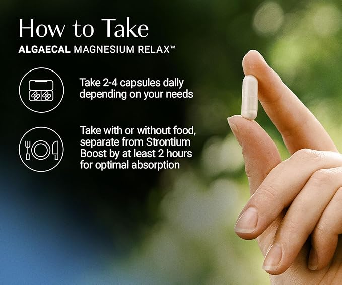 AlgaeCal Magnesium Relax™ - Chelated Magnesium with Ashwagandha for Sleep & Occasional Anxiety - Glycinate, Malate, Citrate - Sleep, Mood, & Cortisol Support (60 Caps - 1 Month Supply)