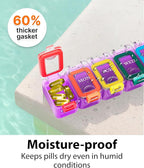 Weekly Pill Organizer 1 time a Day – Pill Box 7 Day with Enhanced Waterproof Seal, Large compartments Hold Big Vitamins & Supplements, Upgraded Locking lids, for Home & Travel use, Durable Hard case