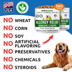 BARK&SPARK Dog Allergy Relief Soft Chews for Skin Health & Seasonal Allergies - Anti-Itch Supplement w/Omega-3, Quercetin & Bromelain Immune Treats for Dry Skin & Hot Spots - Chicken Liver - 240ct