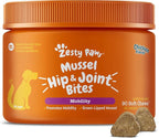 Zesty Paws Mussel Mobility Bites for Dogs - New Zealand Green Lipped Mussel with Natural Glucosamine & Chondroitin + Omega-3 Fatty Acids - Hip & Joint Support Supplement Soft Chews – 90 Count