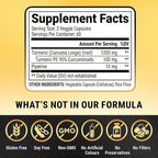 Turmeric Curcumin Supplement with Black Pepper Extract (BioPerine) - 95% Curcuminoids for Joint & Inflammation Support - Enhanced Absorption Vegan Turmeric Supplement - 120 Capsules