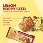 Atkins Soft Baked High Protein Bars, Lemon Poppy Seed Flavor, 15g Protein, 4g Net Carbs, 2g Sugar, Keto Snacks, Low Sugar Bars, High Fiber Snacks, 6 pack (4 bars each)