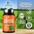 Turmeric Curcumin Supplement - 1800mg Organic Turmeric Per Serving - 95% Curcuminoids & BioPerine Black Pepper Extract for Best Absorption - Natural Vegan Joint Support, Bottled in USA - 240 Capsules