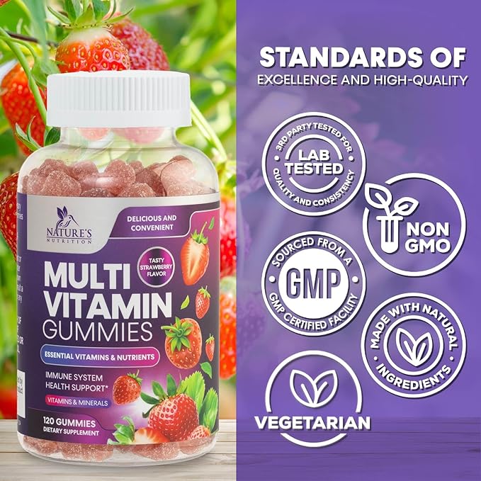 Multivitamin Gummies for Adults - Daily Adult Multivitamins Gummy with Vitamins A, C, D, B12 for Women & Men, Immune Support Gummy Multivitamins Supplement, Adult Multi VIT Vitamin - 120 Gummies