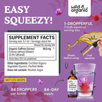 Wild & Organic Saffron Supplements 88.5 mg - Saffron Drops for Mood, Brain, Vision Support - Crocus Sativus Liquid Extract - Vegan, Sugar & Alcohol-Free Tincture - 2 fl oz