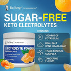 Dr. Berg Zero Sugar Hydration Keto Electrolyte Powder - Enhanced w/ 1000 mg of Potassium & Real Pink Himalayan Salt (NOT Table Salt) - Tangerine Flavor Hydration Drink Mix Supplement - 50 Servings