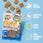 Lenny & Larry's FITZELS Protein Pretzels [Caramel Fix] – 8 x 3oz Bags of High Protein Snacks with 20g Plant Based Protein – Vegan Snack – Incredibly Tasty with Salty Crunch
