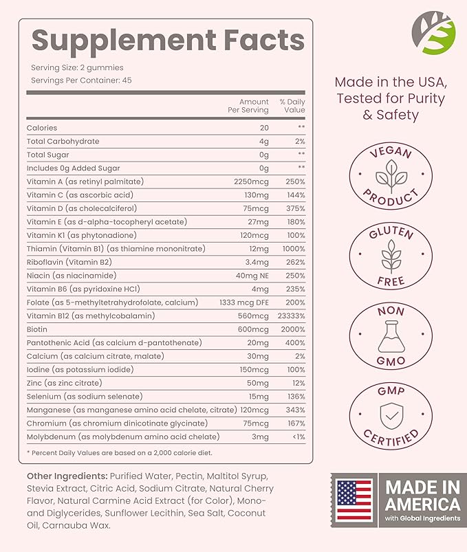 BariSlim Advanced Bariatric Multivitamin Gummies - Specially Formulated Bariatric Vitamins for Patients After Weight Loss Surgery - Supports Energy & Immune Health | Cherry (90 Vegan Gummies)