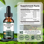 Magnesium Glycinate Liquid Drops Supplement, with Magnesium Glycinate 500mg Ashwagandha, L - Theanine, Chamomile -Support Stress Relief, Bone, Muscle, Mood Peach Flavor 2Pack