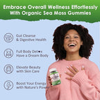 Sea Moss Gummies - Irish Sea Moss Gummies for Adults & Kids - Advanced Superfood Seamoss Supplement with Organic Bladderwrack & Burdock Root Extract，ACV for Daily Immune, Gut Cleanse, Vegan, 60 Counts