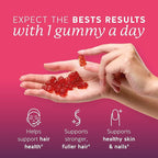 Biotin Gummies for Hair, Skin & Nails. 5,000 mcg High Potency Vegan Vitamins for Faster Hair Growth, Stronger Nails & Healthy Skin. with Vitamins C & E, 60 Gummies