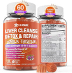1Pack Milk Thistle Liver Detox Gummies, 18-in-1 Liver Cleanse Detox & Repair Supplement with Berberine, Chicory Root, Turmeric, Artichoke, Dandelion Root, Chanca Piedra, Vitamins B6 B12 - Sugar Free