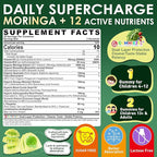 Moringa Gummies 1000mg for Women & Men Sugar-Free, 13-in-1 Superfood with Turmeric, Ashwagandha, Trans-Resveratrol, VB12 D3, Pure Moringa Leaf Supplement for Energy, Immune, Skin,Antioxidant, 60 Chews