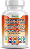 Glucosamine Chondroitin MSM Supplement – with Hyaluronic Acid, Collagen, Boswellia, Turmeric, Quercetin & Flaxseed – Joint Support Complex for Mobility & Flexibility for Men & Women – 90 ct