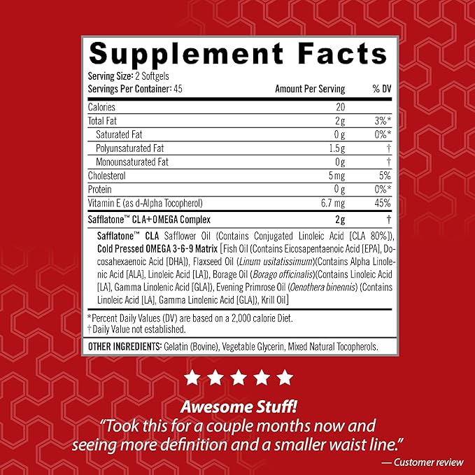 iSatori Ultra CLA Omega 3 6 9, Natural Weight Loss Fat Burner, Muscle Toner with Conjugated Linoleic Acid, Omega 3 Fish Oil & Safflower, Stimulant-Free, 90 Softgels