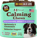 Natural Dog Company Calming Chews for Dogs, Stress & Anxiety Relief Supplement 90 cnt with Chamomile, Valerian Root & Melatonin, Natural Soothing Chews for Travel, Thunder, Fireworks & Separation
