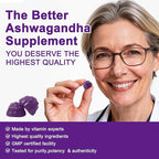 Ashwagandha Gummies & Vitamin D3 Gummies Organic Aswangdha Supplement for Improve Sleep, Stress Relief & Mood Calm (Grape Berry,Non-GMO, Gluten-Free & Sugar Free)-1 Pack