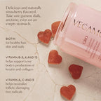 VEGAMOUR GRO Biotin Gummies, Strawberry Flavor with 5000 mcg Biotin, Supports Healthy Hair Vegan Gummies with Vitamins A, B, C, E, B-12 & More, 30 Ct (Pack of 2)