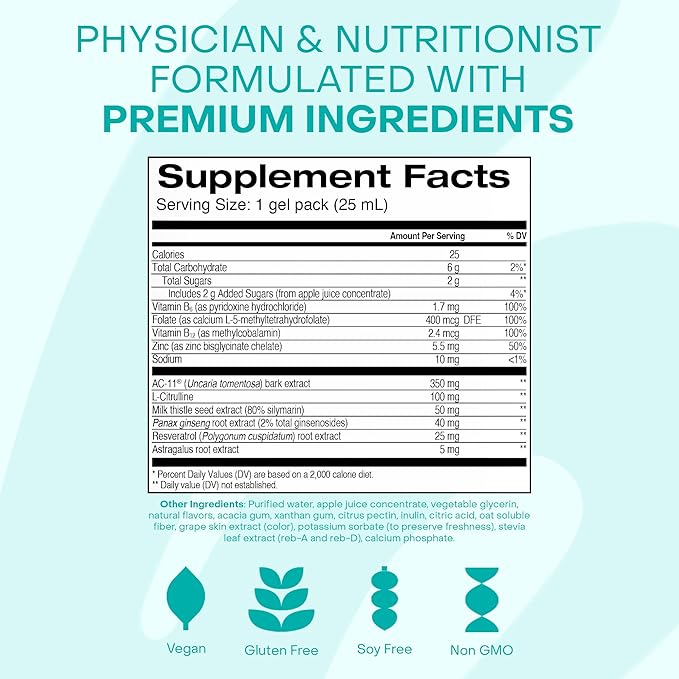 HealthyCell Telomere Length Supplement - Anti-Aging Telomere Lengthening Supplements with Phytonutrients & Vitamins for Cellular Health - AC-11, Astragalus & Resveratrol - 30 Gel Packs, Grape Flavored
