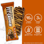 FITCRUNCH Snack Size Protein Bars, 6-Layer Baked Bar, 3g of Sugar, Gluten Free & Soft Cake Core (9 Bars, Caramel Peanut)