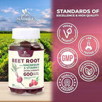 Beet Root Supplement Gummies - Superfood with Beetroot Extract Powder with Vitamin C & Magnesium - Supports Energy Heart Health & Nitric Oxide Production - Red Beets Supplements Gummy - 60 Gummies