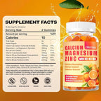 Calcium Magnesium Zinc Gummies with D3 &B6 &K2,1000mg Calcium Gummies with 300mg Magnesium Support Immune Energy for Adults and Teens,Sugar Free(120Count)