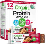 Orgain Organic Vegan Protein Bars, Peanut Butter Chocolate Chunk - 10g Plant Based Protein, Low Calorie Healthy Snacks, No Lactose or Soy Ingredients, Gluten Free, Non-GMO - 1.41 Oz (Pack of 12)