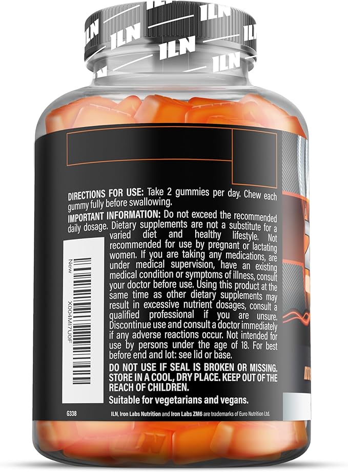 Iron Labs ZM6 Gummies – High Strength Zinc Magnesium Gummies for Men & Women (100 Count, Orange Flavor, Vegan) – Magnesium Citrate and Zinc Citrate Supplements with Vitamin B6 and D3