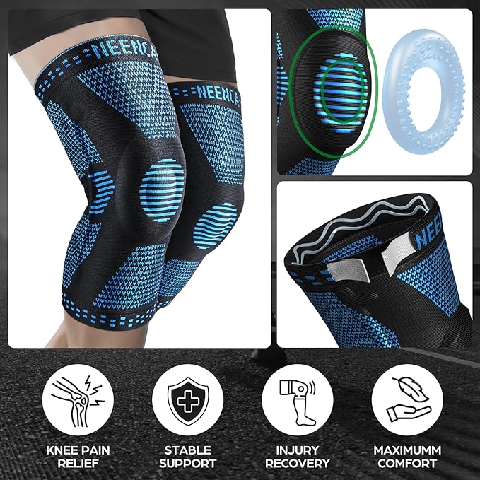 NEENCA Professional Knee Brace for Pain Relief, Medical Knee Support with Patella Pad & Side Stabilizers, Compression Knee Sleeve for Meniscus Tear, ACL, Joint Pain, Runner, Workout (Blue, X-Small)