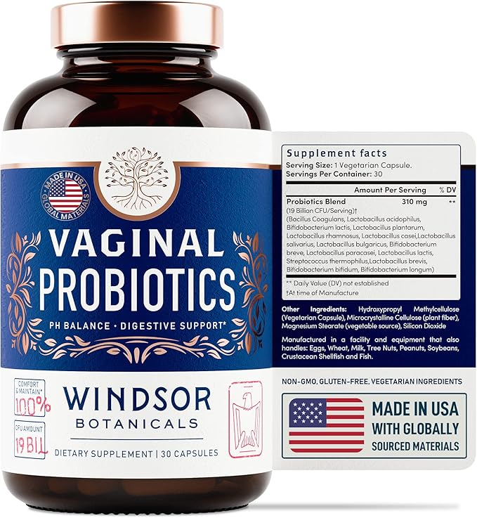 Vaginal Probiotics for Women - 19Bil CFU,15-Strain Lactobacillus Probiotic for PH Balance, Urinary Tract Support, Odor & Yeast Health - Balance Complex for Women BV Support Supplements - 30 Vegan Caps