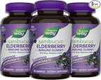 Nature’s Way Sambucus Elderberry Gummies, Immune Support Gummy for Adults & Kids Ages 4+ with Black Elderberry Extract, Vitamin C, Vitamin D3, and Zinc*, 60 Gummies (Set of 3)